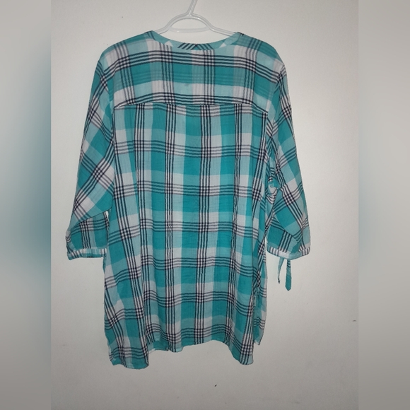 St John's bay women's light weight  plus size plaid blouse cotton size 2X - Picture 6 of 13